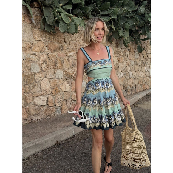 Alemais Madalena Cut Out Mini Dress in Blue US 4 - Picture 11 of 13